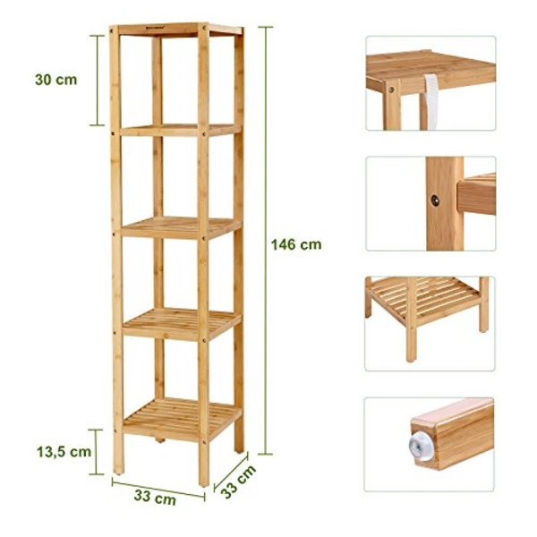 Natural Bamboo 5-tasoinen hylly: tilaa säästävä ja kestävä