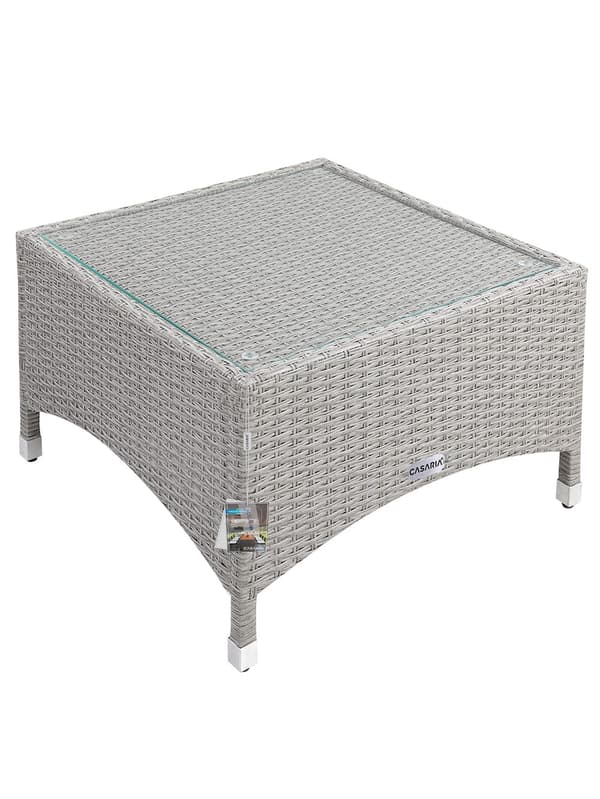 Polyrottinki-sivupöytä, harmaa/beige, lasikansi, 58 cm
