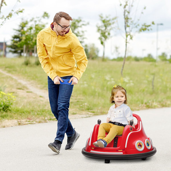 12V børnekofangerbil med 2,4 G fjernbetjening, elektrisk kofanger med musik og lys, 1,5-3 km/t, børneelbil med 360° rotation, til børn 3-5 år, rød