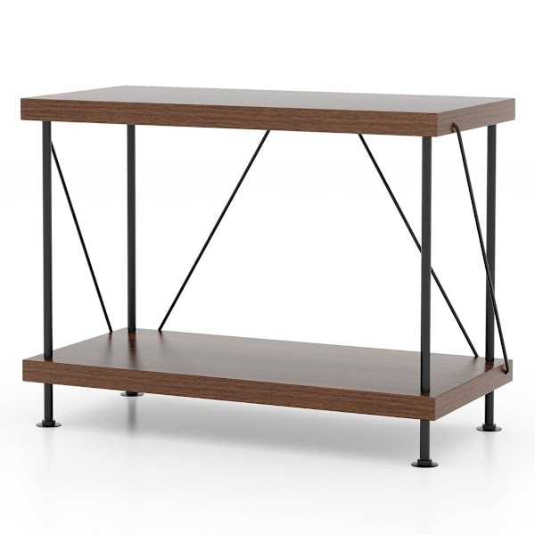2-kerroksinen seisova hylly metallikehyksellä teollinen kirjahylly säilytysteline 60 x 29,5 x 45 cm