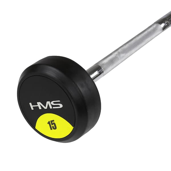 Gummibelagd skivstång, 15 kg, hållbart grepp