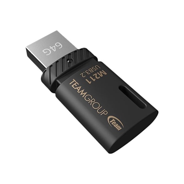 Team M211 - USB-flashdrev - 64 GB - USB 3.2 Gen 1 / USB-C - sort