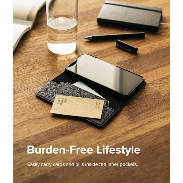 Lædertaske med klap til Galaxy S22+ Folio Signature sort