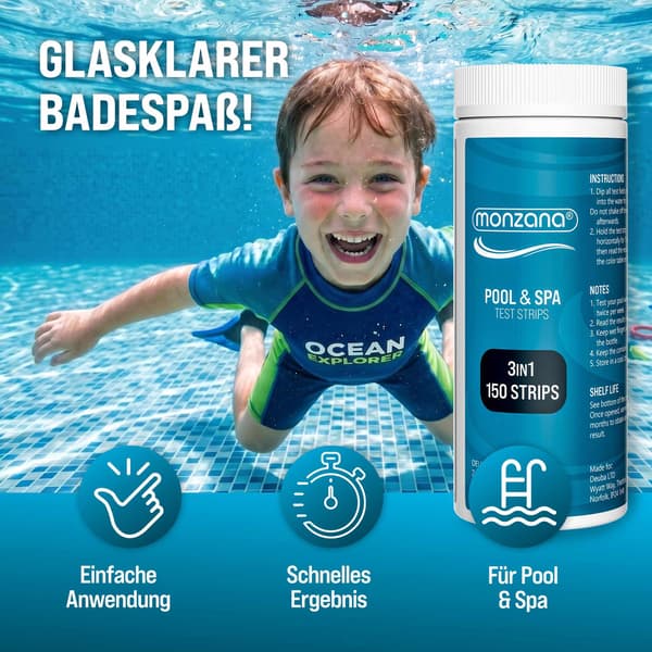 Poolteststrimler 3-i-1, 150 stk. til pH, klor, alkalinitet