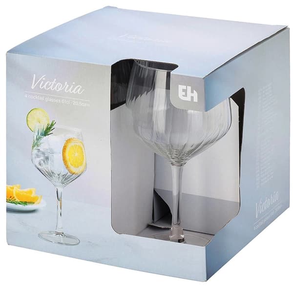 Ginglasset, 580 ml, räfflad design, 4 delar