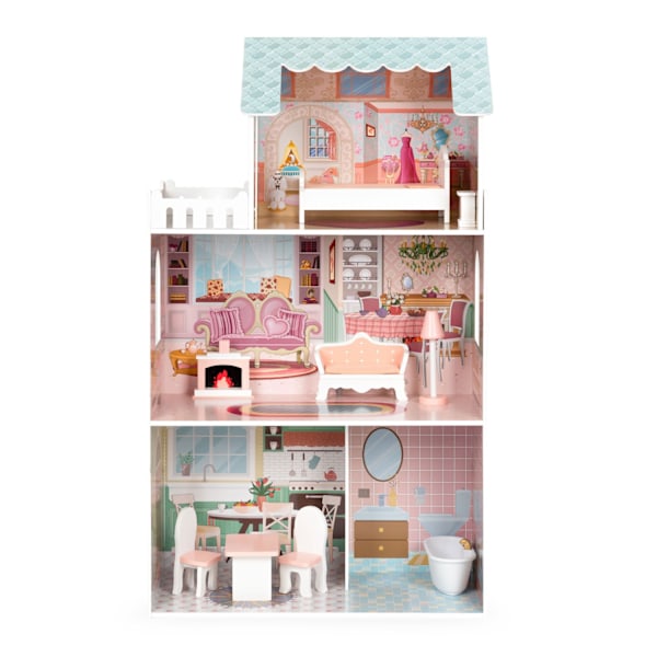 Stort Barbie dockhus med en uppsättning möbler ECOTOYS