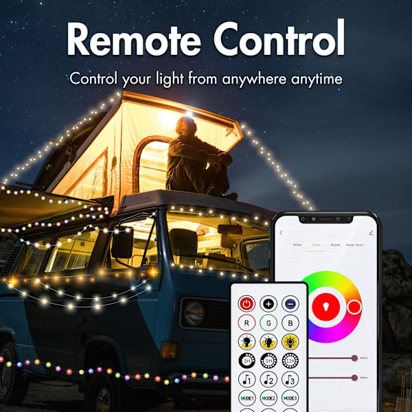 RGB-valolenkki kaukosäätimellä ja WiFi Tuya IP65 3 m
