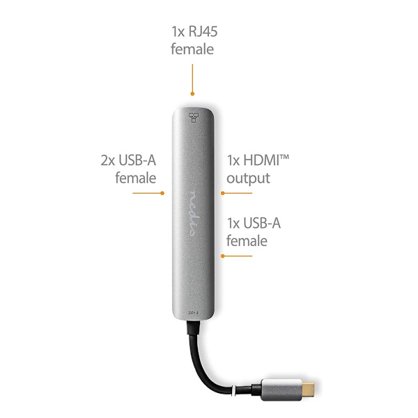 USB Multi-Port Adapter | USB 3.2 Gen 1 | USB-C™ Han | HDMI™ Hun / RJ45 Hun / 3x USB-A Hun | 5 Gbps | 0.20 m | Runde | Guldplateret | PVC | Antracit |