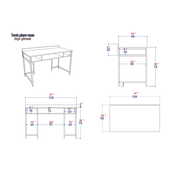 Study Desk Tumata - Guld