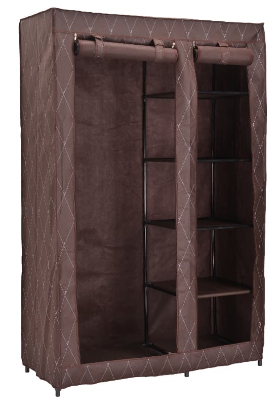 Textilgarderob, mörkbrun, 110x45x175 cm