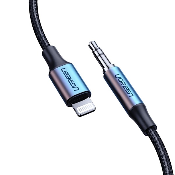 AUX lydkabel til iPhone MFI Lightning - 3,5 mm mini jack 1m grå