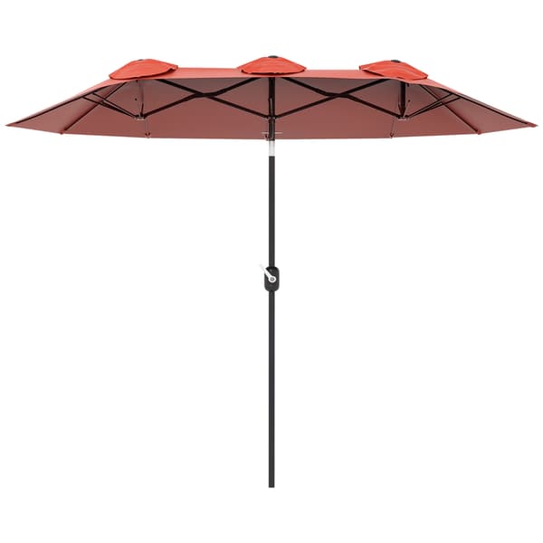 Terrasseparasol, justerbar, rød, 295 x 152 cm, polyester