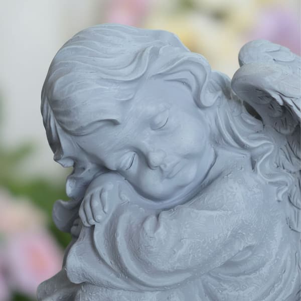 Sovende engelstatue, 24 cm polyresin mindedekoration