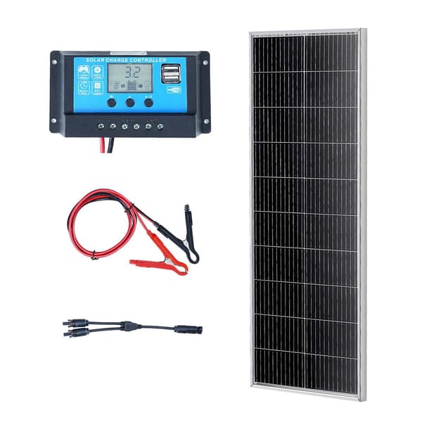 100W monokrystallinsk solpanelsæt med 12V-controller