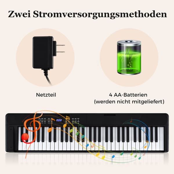 Hopfällbart elektroniskt piano med 61 tangenter, MIDI och split