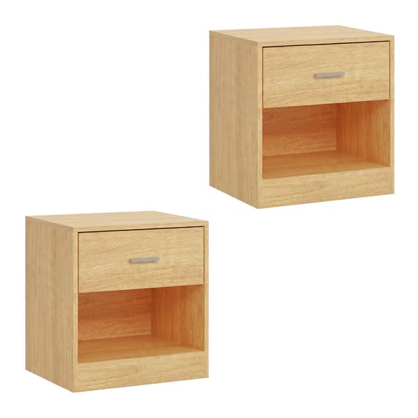 Nattduksbord i träliknande material med låda, 2-pack MDF