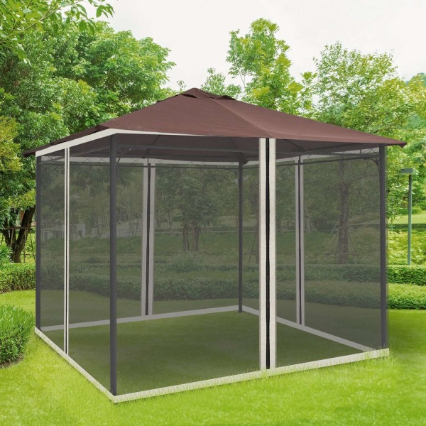 Mosquito Net 3X3 Gazebo 4 Sivupaneelit Fly Net Zip Nylon Mesh Musta