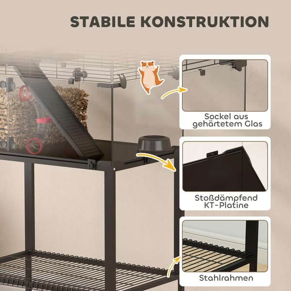 Kolmikerroksinen hamsterinhäkki pyörillä ja lisävarusteilla