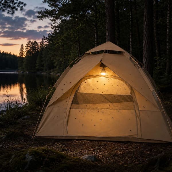 Pop-up campingtält för 3–4 personer med mörkläggningsfoder