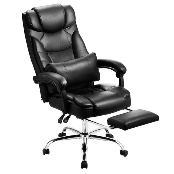 Executive kontorstol, høj ryg, fodstøtte, 135 cm lænefunktion