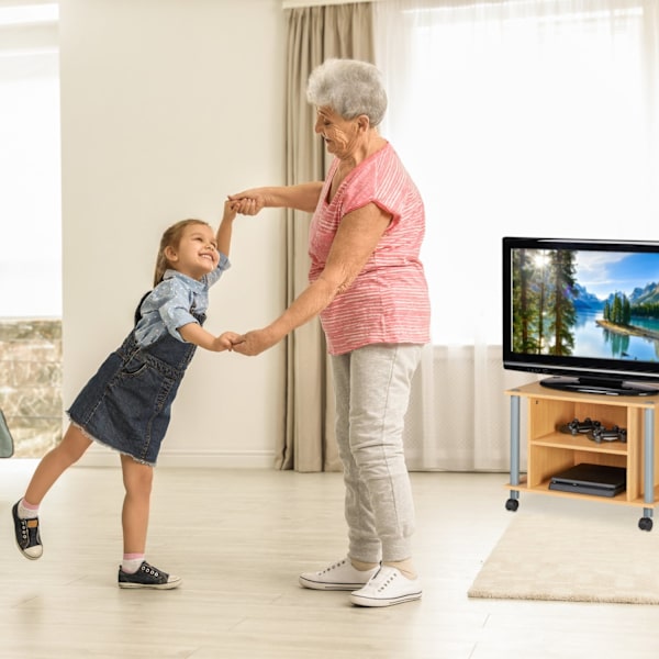 TV-pöytä pyörillä ja 2 lokeroa