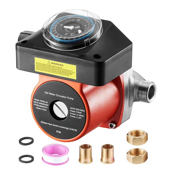 Varmvattencirkulationspump med timer, 38 l/min, 100 W