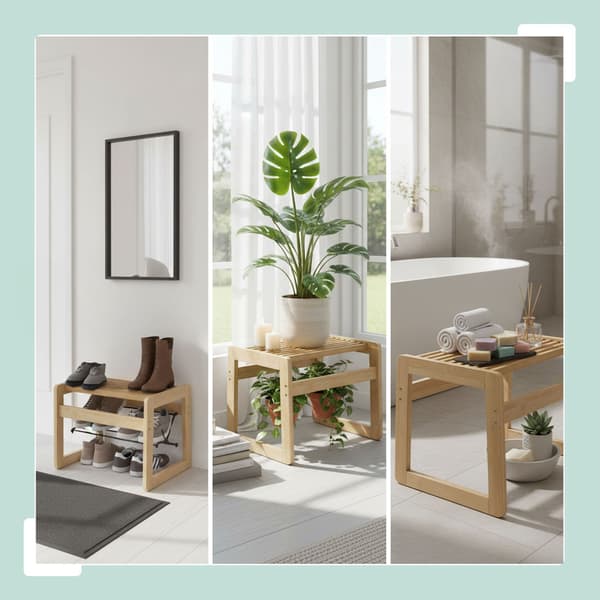 Badrumspall i bambu – Sittplatser och förvaringslösning