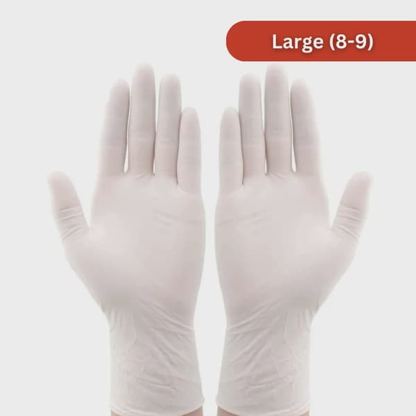 Engångshandskar av latexpulver, storlek L, 100-pack