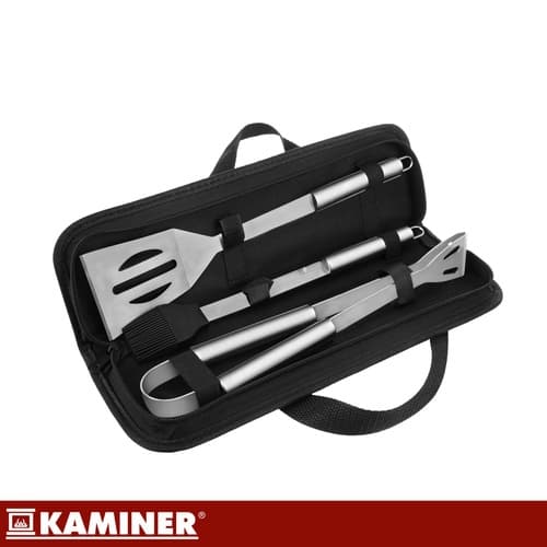 Grillsæt i rustfrit stål med kuffert – 3 dele