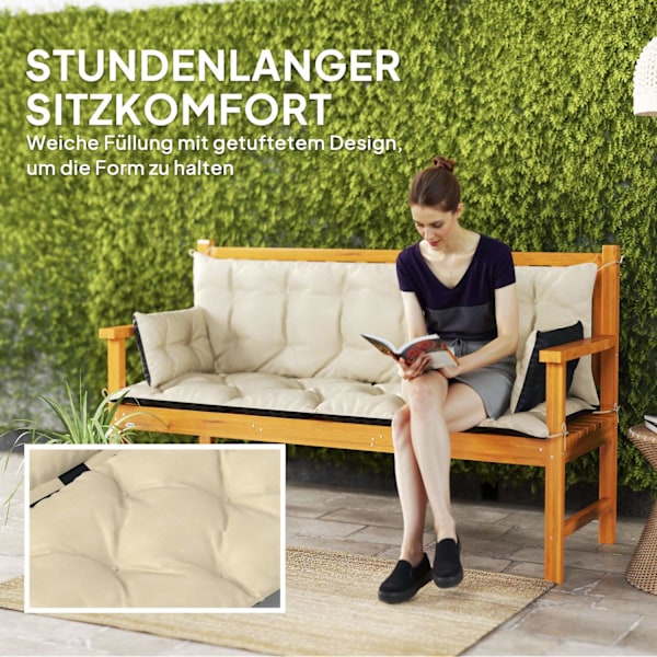 3 personers bænkhynde 180x110x8 cm bænkhynde med stropper, sædehynde, udendørs/indendørs stolehynde, sædehynde, sædehynde, bænkhynde til havemøbler, v