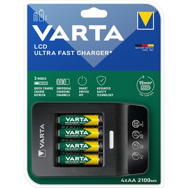 LCD Ultra Fast Charger AA/AAA inkl 4xAA