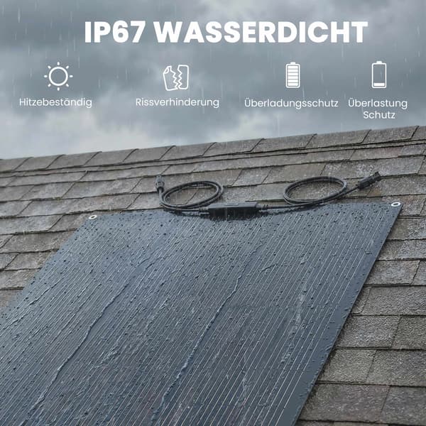 100W fleksibelt solpanel, 24,6% effektivitet, dobbelt USB