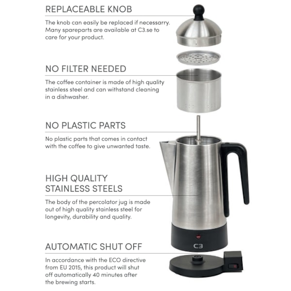 Perkolator Original rustfrit stål 12kp