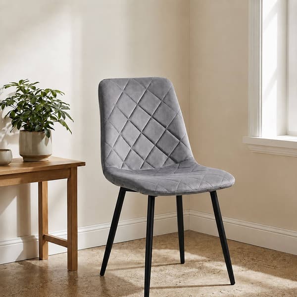 Grå sammetsmatstolar, set om 4 – Modern klädd