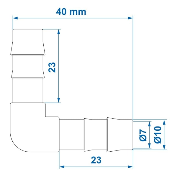 Vattenslanganslutning 90 grader 10mm per styck