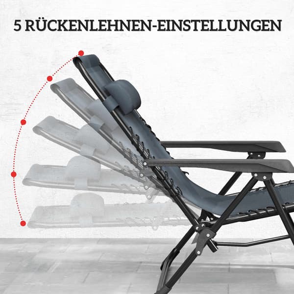 Zero Gravity-stolesæt med bord, justerbar lænelæn