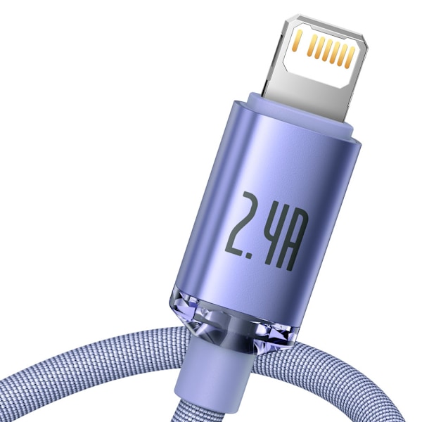 Kabel til hurtig opladning og dataoverførsel USB Iphone Lightning 2,4A 1,2m lilla