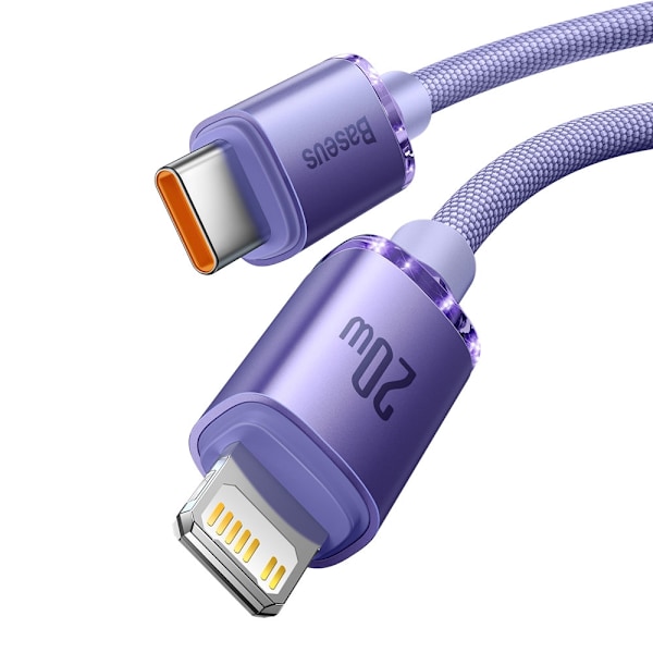 Kabel för snabbladdning och dataöverföring USB-C Iphone Lightning 20W 1,2m lila