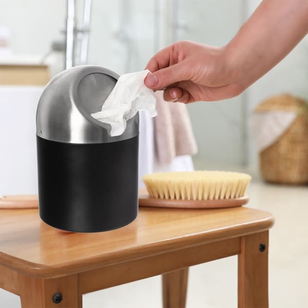 Badeværelsesaffaldsspand i stål SORT 1,2 l