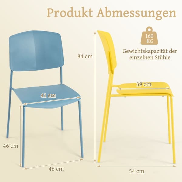 Stabelbare spisestole sæt med 4 – Ergonomisk, holdbar PP