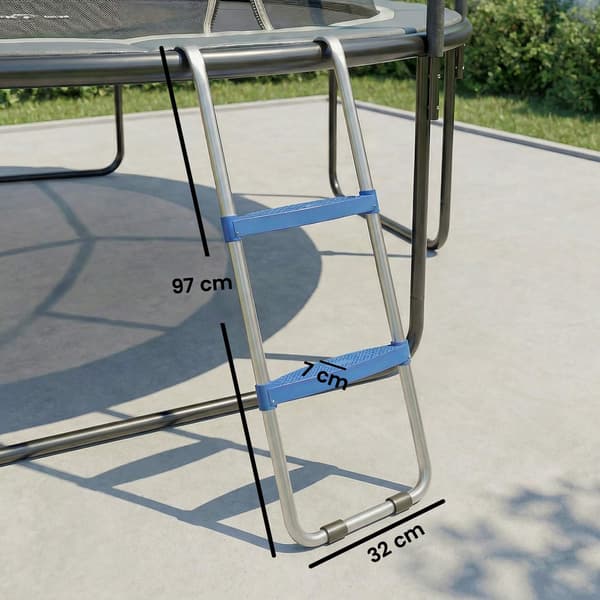 Trampolinstege 2 steg, 150 kg kapacitet, blå