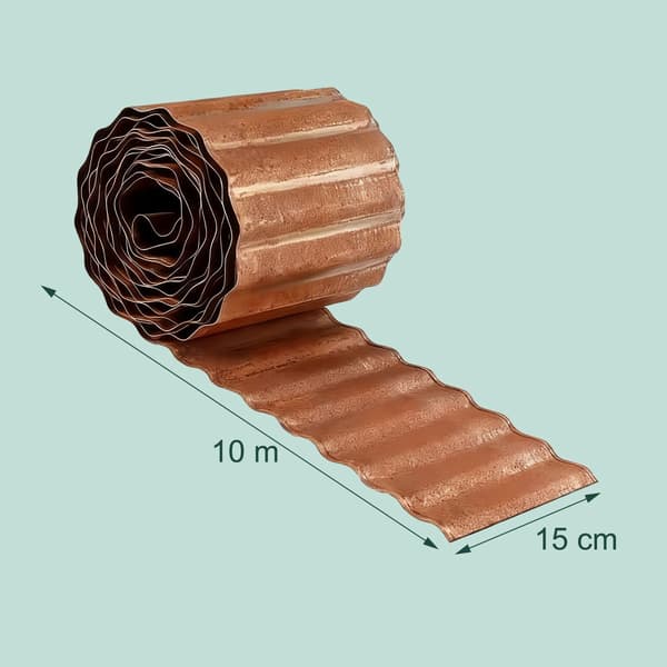 Metalkant til havebed, rustfinish, ukrudtsspærre