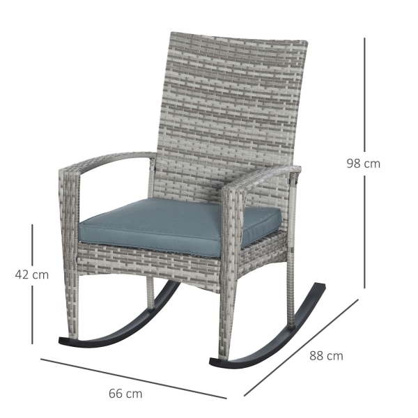 Gungstol Trädgårdsstol Med Kuddar, Polyrattan + Metall, Grå, 66