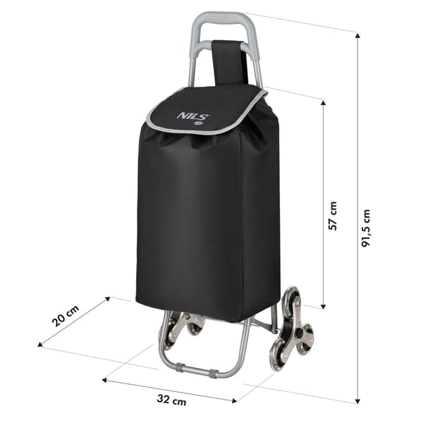 Indkøbskurv 40L, Sort, Sammenfoldelig
