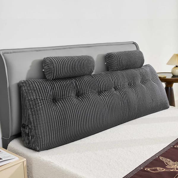 King size -päätytyyny, kiilamainen, 2 taskua, pestävä samettipäällinen