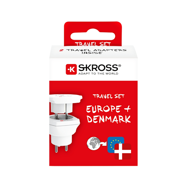 Reseadapter Combo Världen till Danmark + Europa Jordad