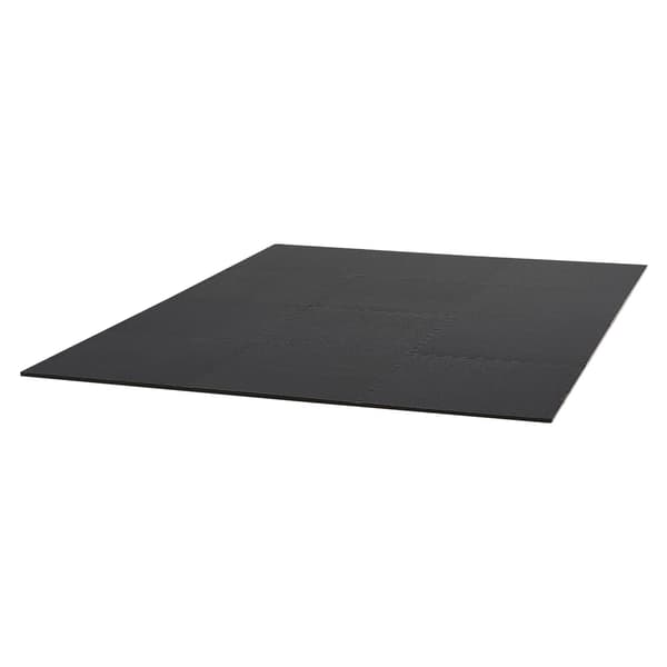 Sammenlåsende gymnastikmåtter, sæt, 12 fliser, 14 mm sort