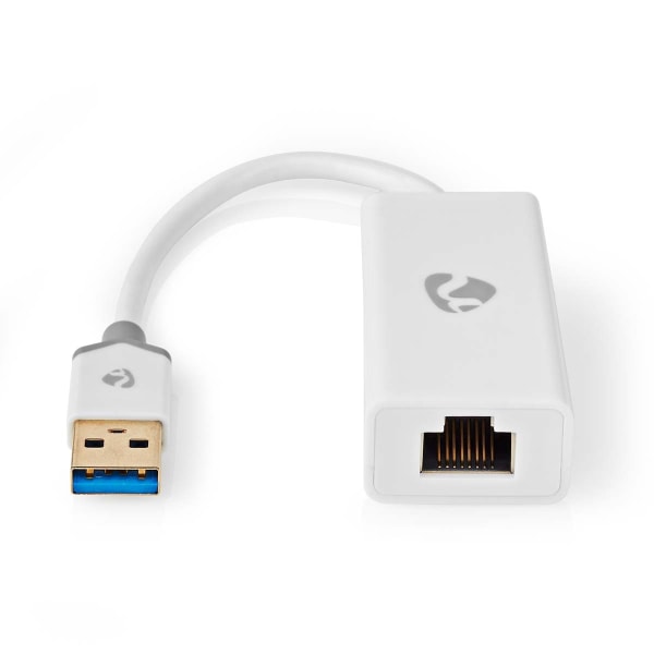 USB-verkkosovitin | USB 3.2 Gen 1 | 1 Gbps | USB-A Uros | RJ45 Naaras | 0.20 m | Pyöreä | Kullattu | Puhdas kupari | Valkoinen | Laatikko