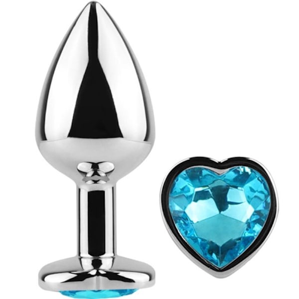 Secretplay - Metallinen Butt Plug Blue Heart Pieni koko 7 cm