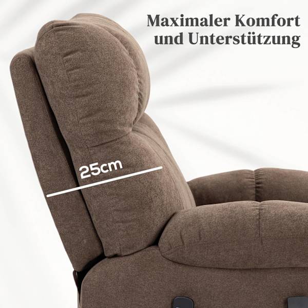 El-tv-stol med ståhjælp, afslapningsstol med lænefunktion, varme- og massagefunktion, tv-stol med fjedersystem